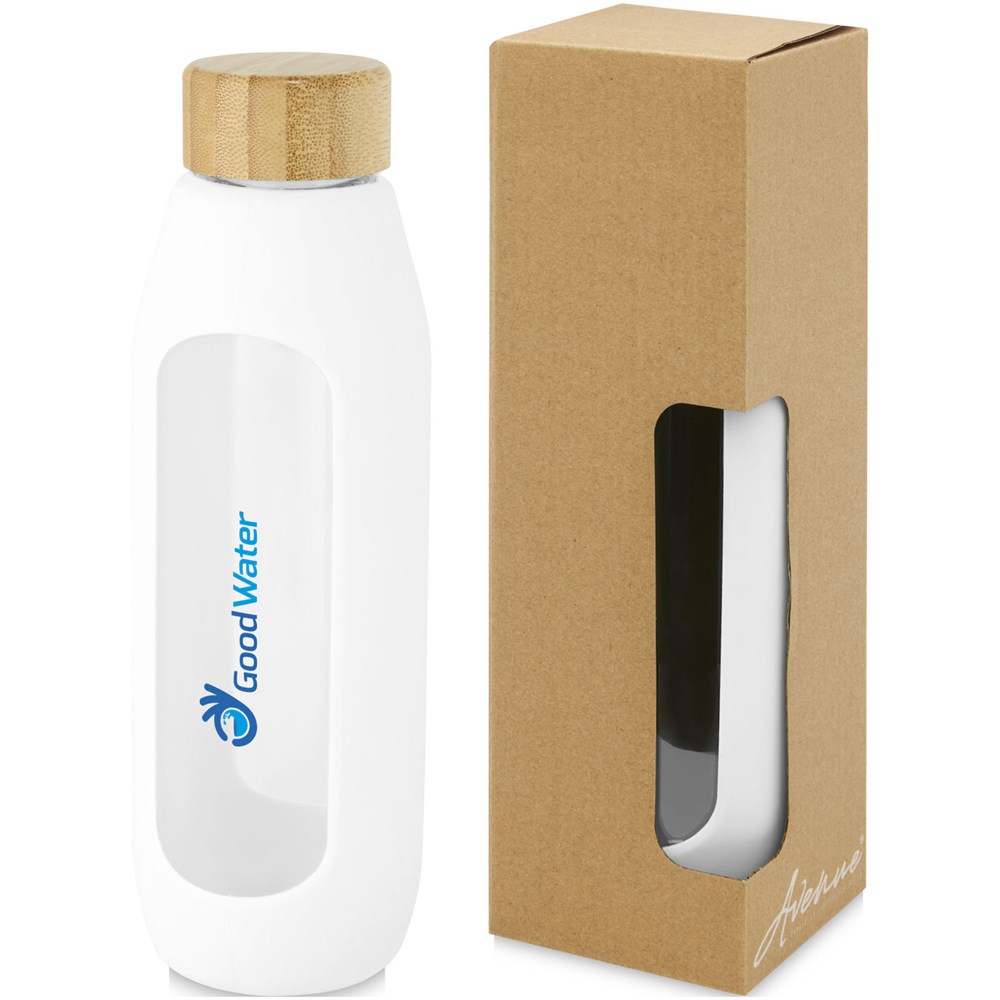 Tidan 600 ml Flasche aus Borosilikatglas mit Silikongriff weiss