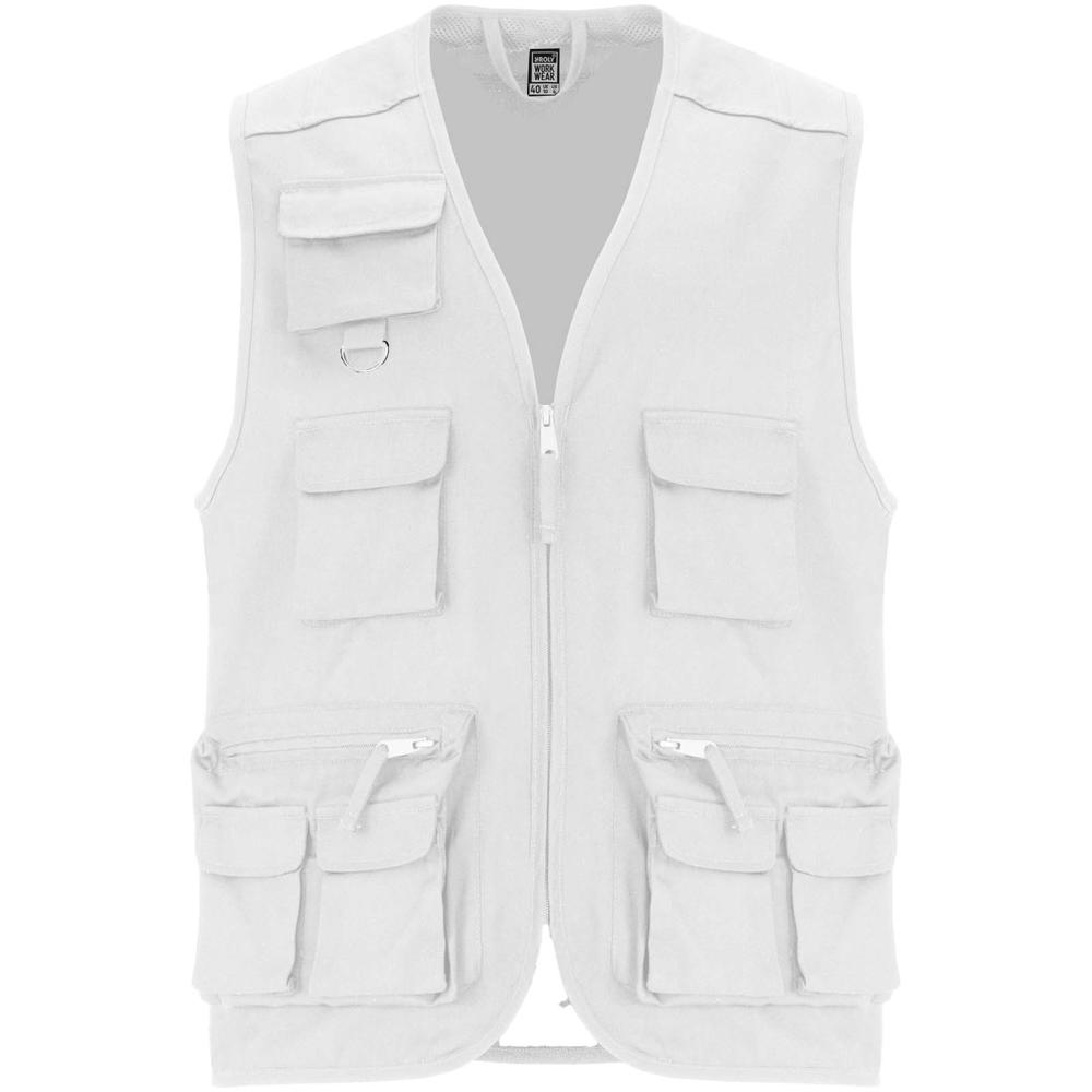 Venera Arbeitsweste mit V-Ausschnitt und mehreren Taschen, 200 g/m2 weiss