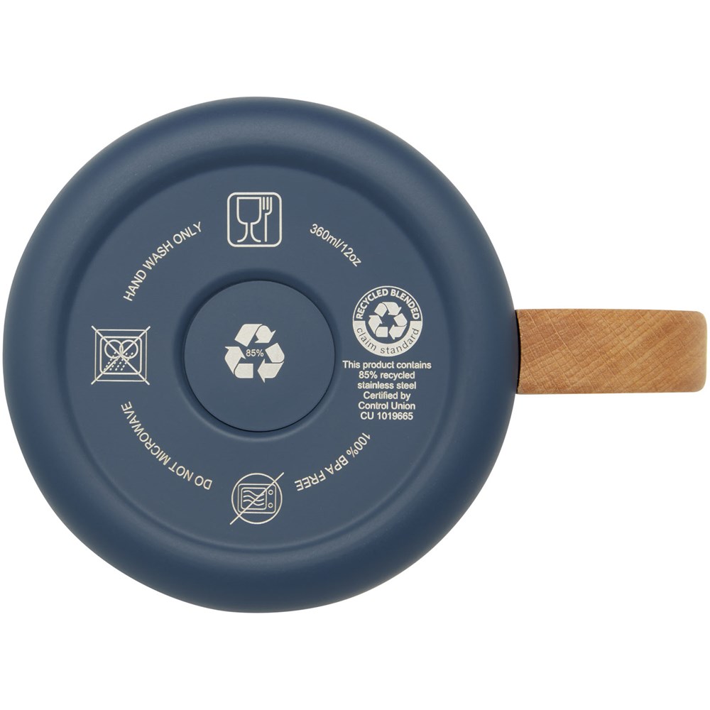 Tasse Bjorn de 360 ml en acier inoxydable recyclé certifiée RCS avec isolation sous vide et couche de cuivre Bleu foncé