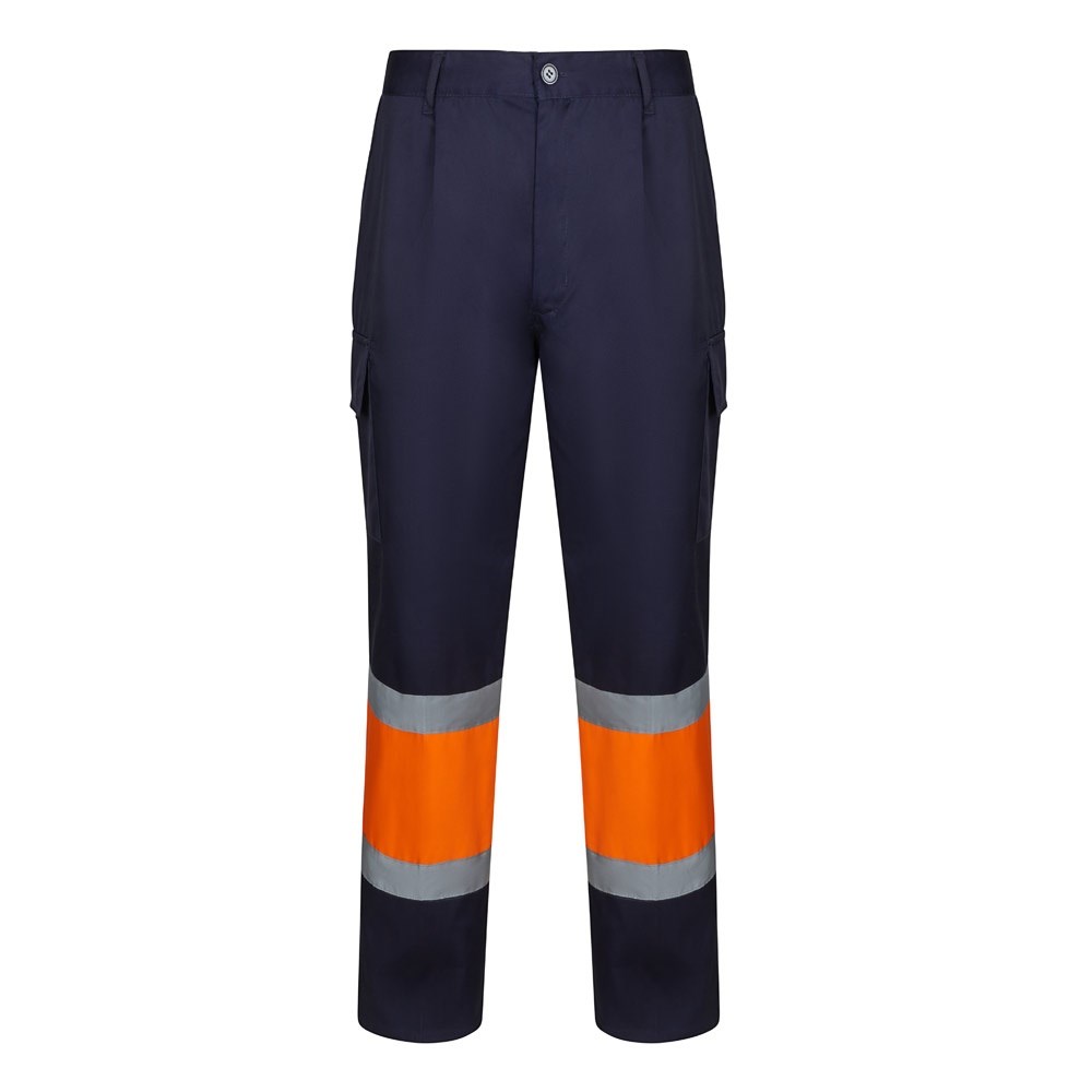 VL ARTEMIS Zweifarbige Hose aus Twill (190g/m²), Baumwolle (20%) und Polyester (80%) Marineblau, Orange