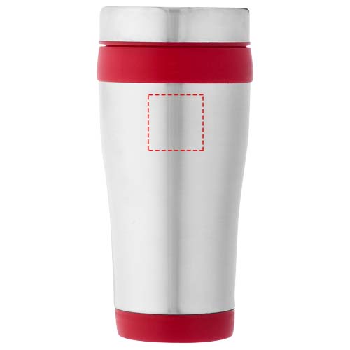 Mug isotherme Elwood 410ml Argent, Rouge