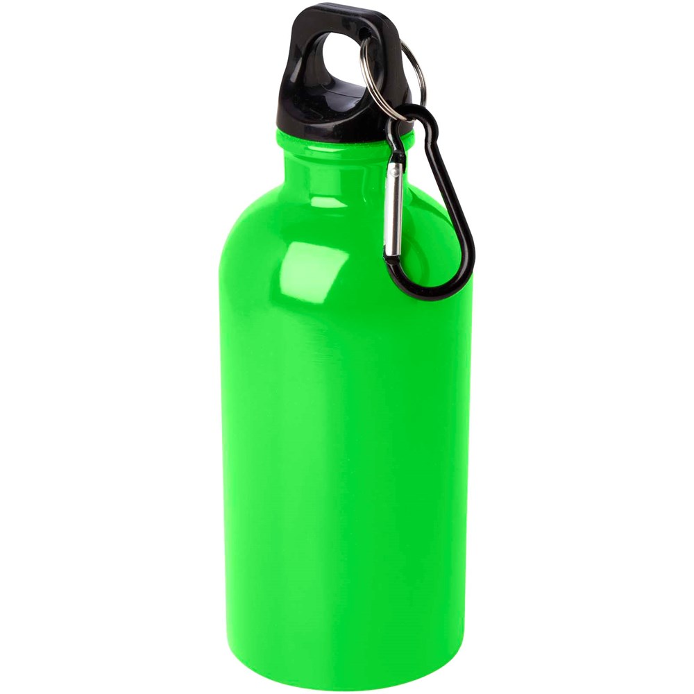 Bouteille d'eau Oregon de 400 ml simple paroi en acier recyclé certifié RCS avec mousqueton Vert pomme