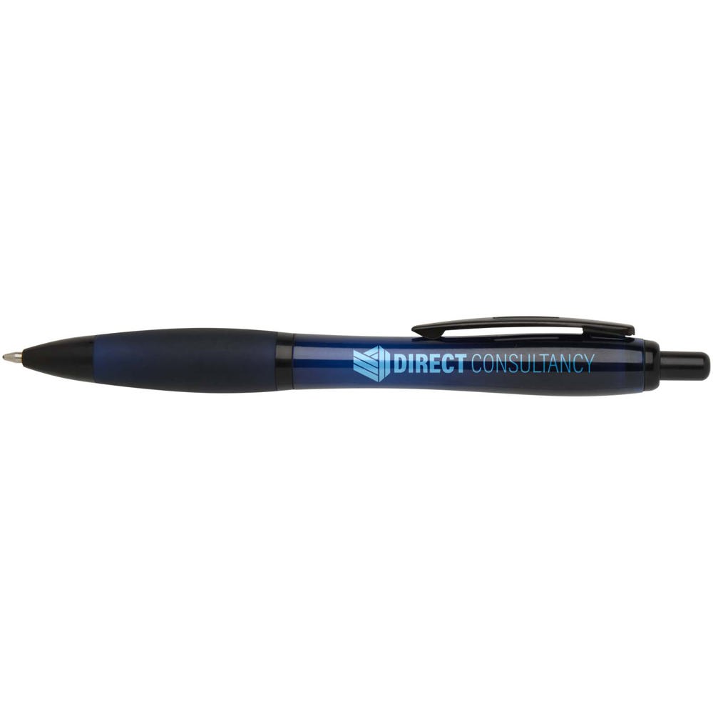 Stylo bille Nash en plastique recyclé avec garnitures noires (encre noire) Navy Blue