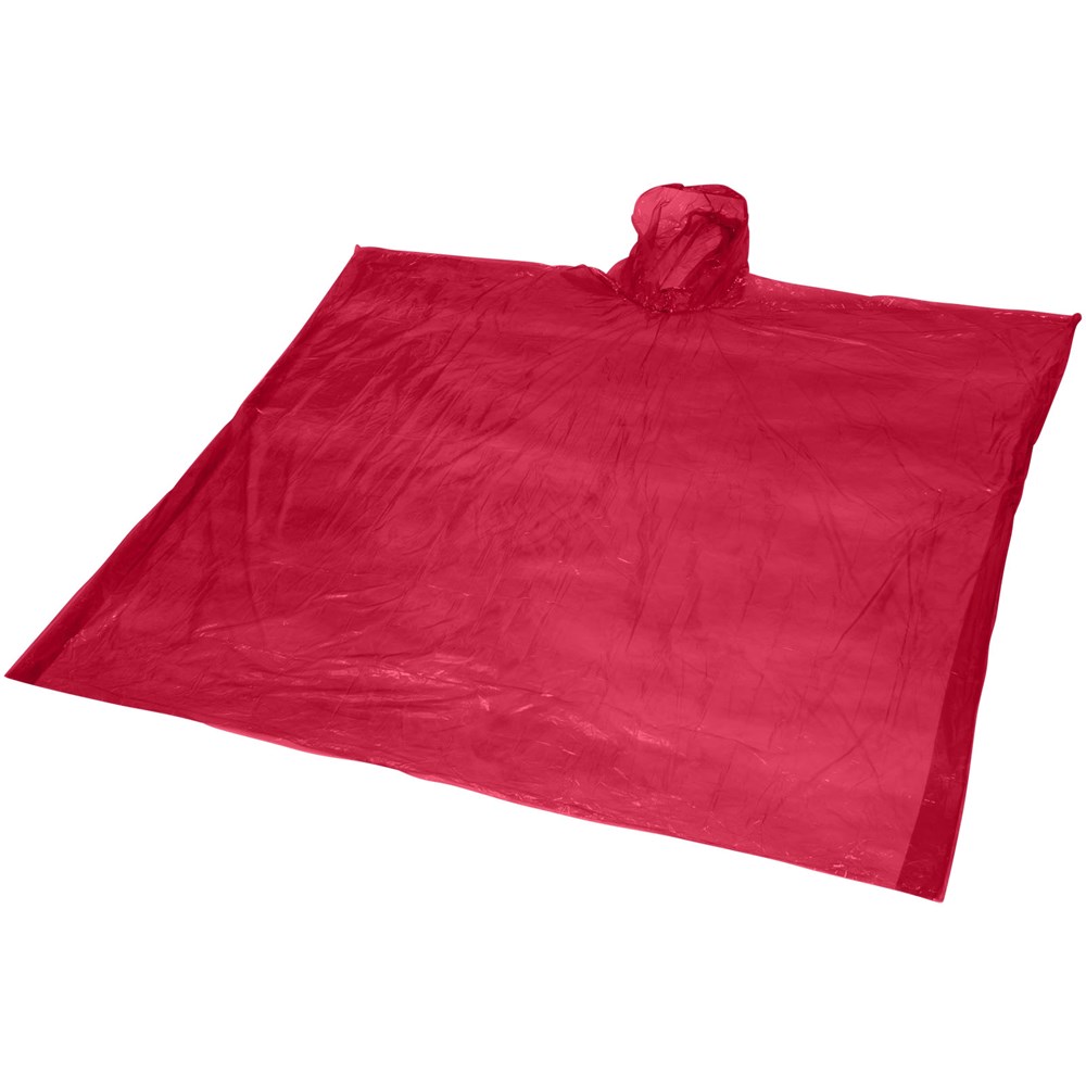 Mayan Regenponcho mit Aufbewahrungstasche aus recyceltem Kunststoff rot
