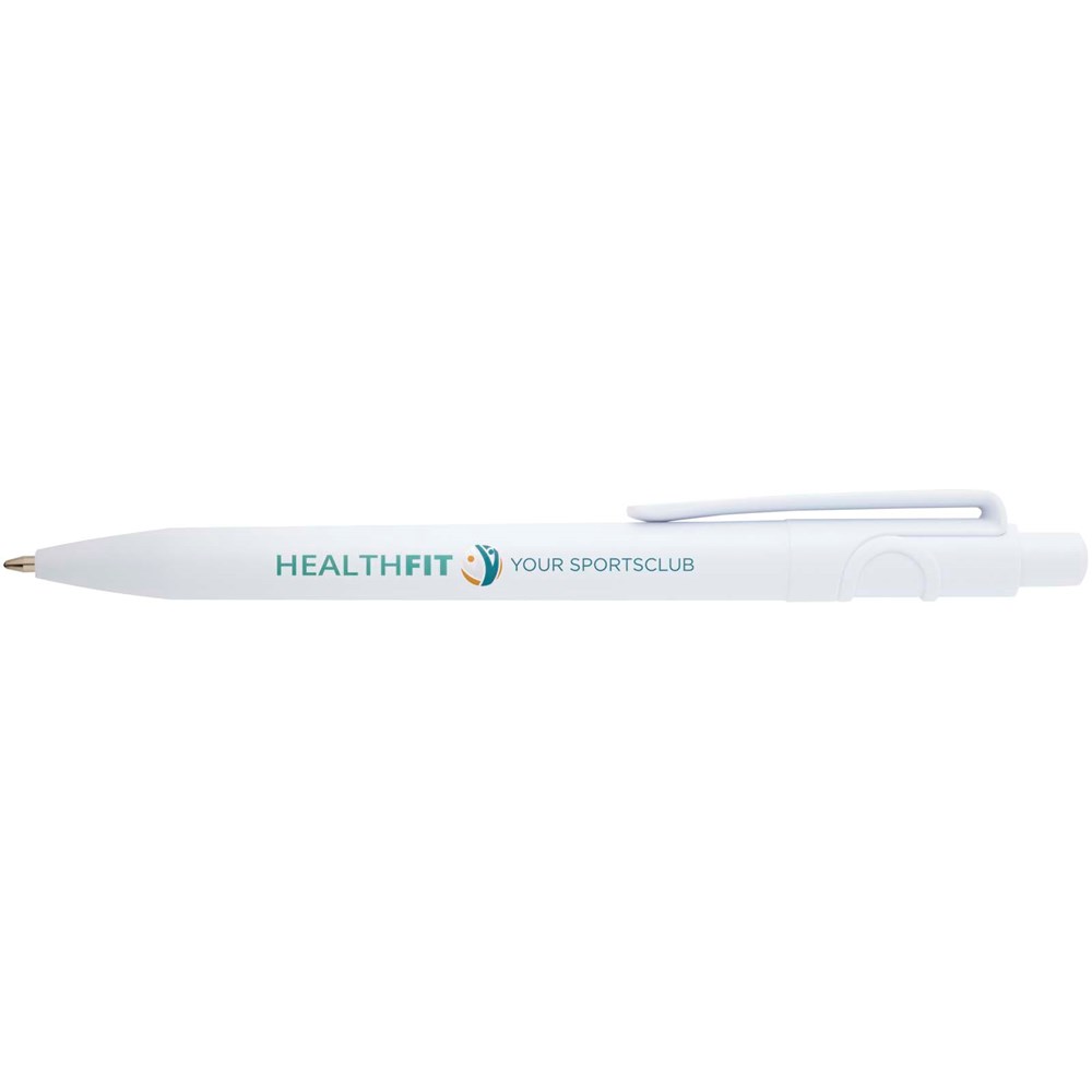 Stylo bille Unica en plastique recyclé (encre bleue) blanc