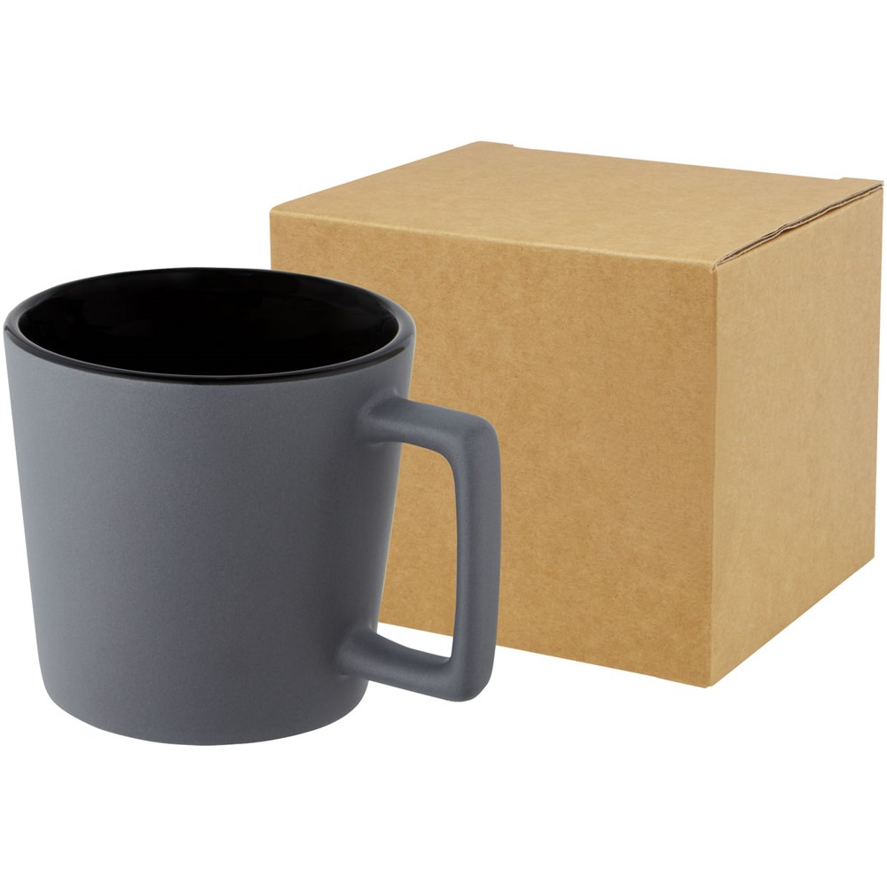 Tasse Cali de 370 ml en céramique avec finition mate Noir, Gris Mat