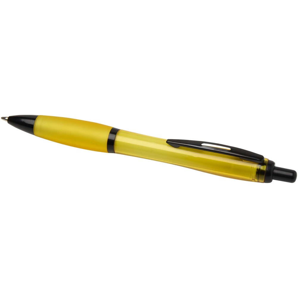 Stylo bille Nash en plastique recyclé avec garnitures noires (encre noire) jaune