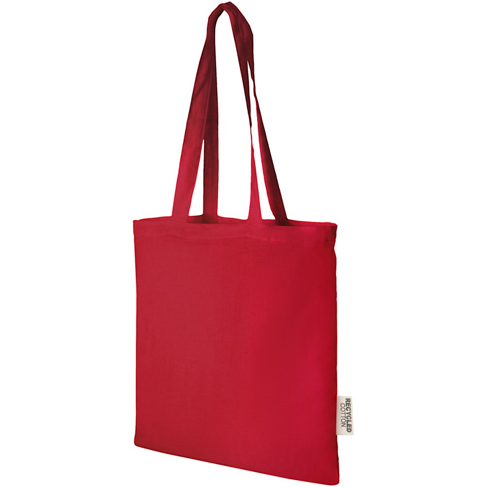 Madras 140 g/m² Baumwoll Tragetasche aus GRS recycelter Baumwolle, 7L rot