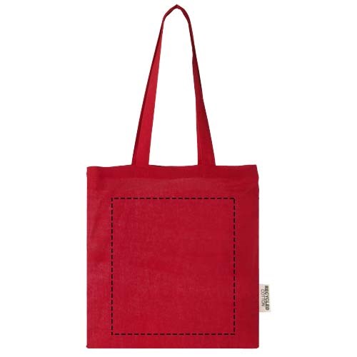 Madras 140 g/m² Baumwoll Tragetasche aus GRS recycelter Baumwolle, 7L rot