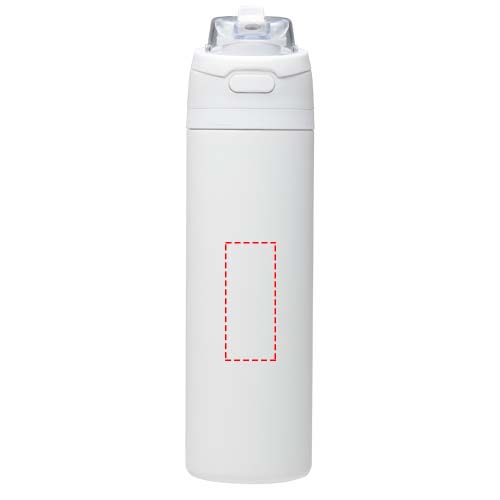 Bouteille d'eau Theron 800 ml en acier inoxydable à simple paroi recyclé RCS, avec bouchon à double fonction et paille rabatt Blanc