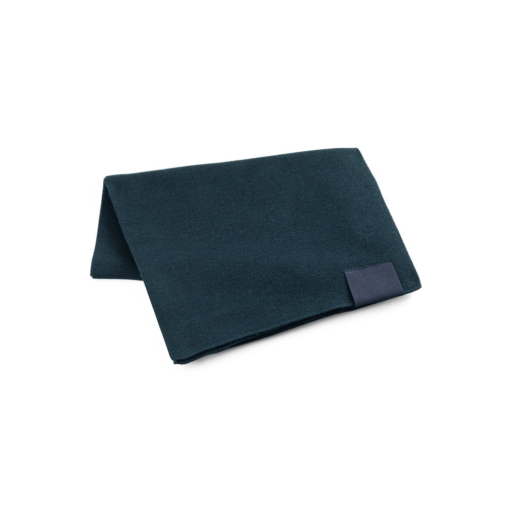 SERENITY Schal aus recyceltem Polyester (100 % rPET) mit Aufnäher zur individuellen Veredelung dunkelblau