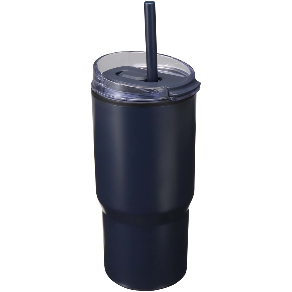 Gobelet isotherme à double paroi Westin 540 ml en RCS recyclé, avec paille Marine