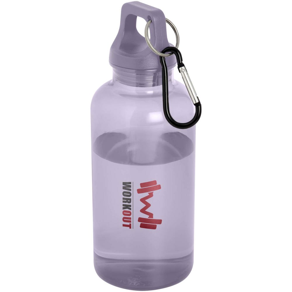 Bouteille d'eau Oregon de 400 ml en plastique recyclé avec mousqueton Lilas