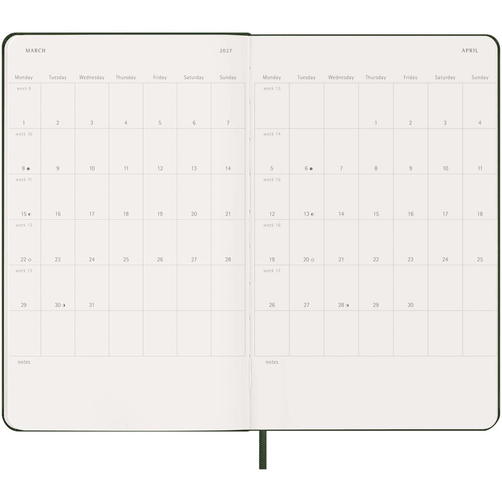 Moleskine Hardcover 12 Monate Wochenkalender L myrtengrün