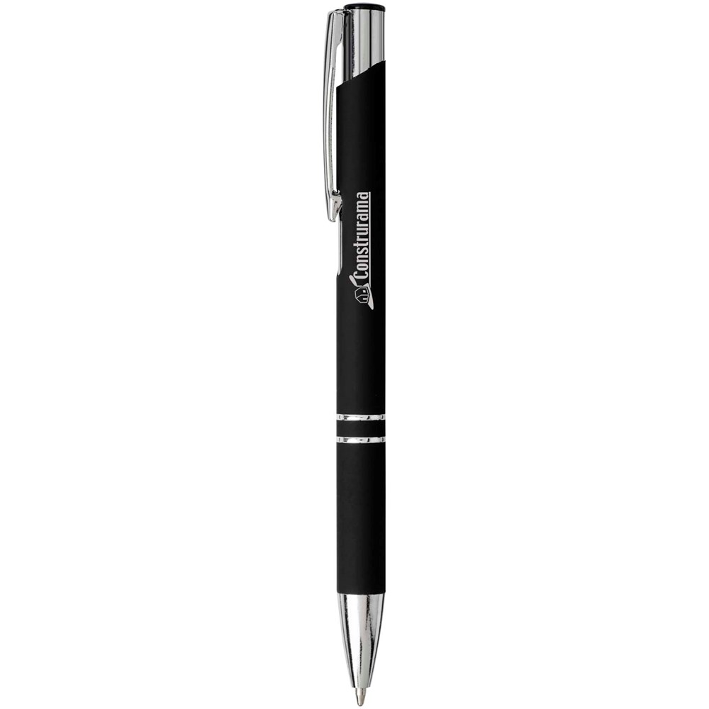 Stylo bille rétractable doux au toucher Moneta (encre noire) noir
