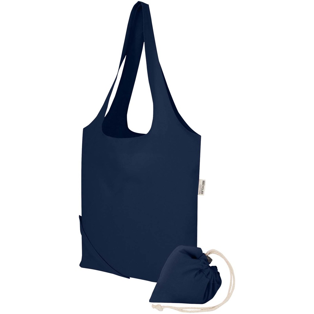 Madras Blend 140 g/m², GRS-zertifizierte, faltbare Baumwoll Tragetasche, 7 l navy