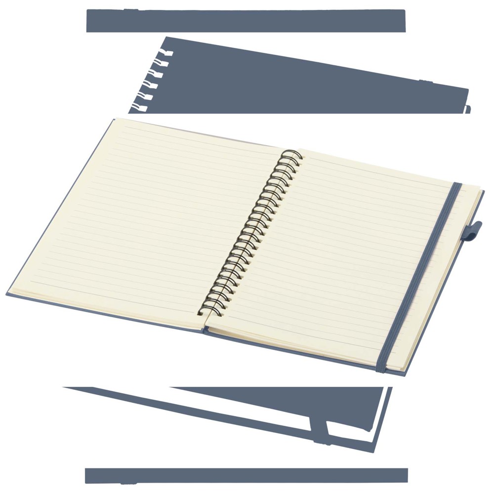 Cahier à spirales Liss A5 à couverture rigide en plastique recyclé Bleu océan