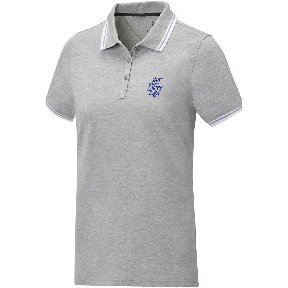 Amarago Polo mit abgesetztem Rand für Damen heather grau
