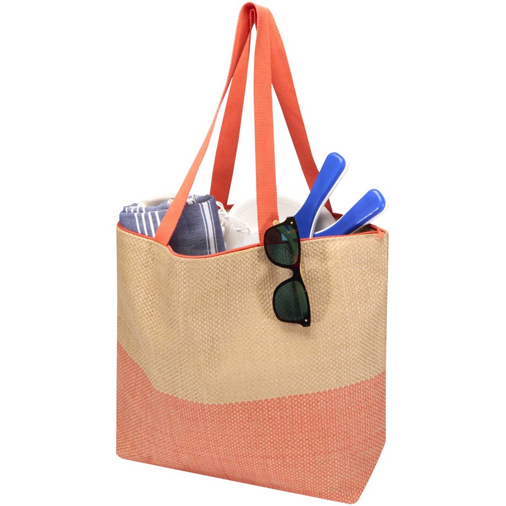 Rhythm grosse Strohpapier Tragetasche mit Reissverschluss, 21 l ziegelstein