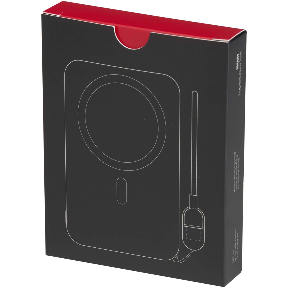 Batterie externe magnétique SMART de 5 000 mAh en plastique recyclé avec cordon