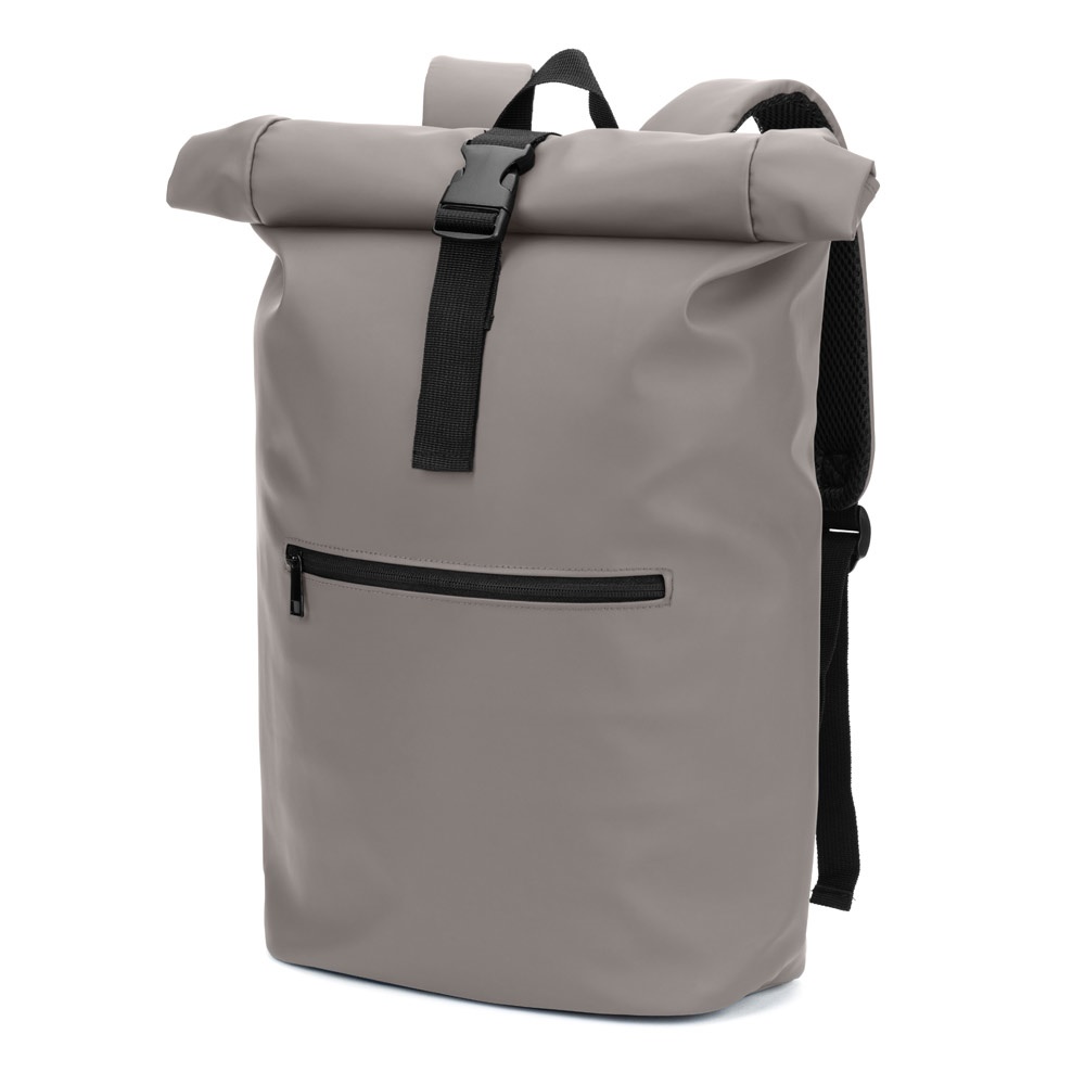 PORTLAND Sac à dos à enroulement en PU avec poche pour ordinateur portable 16 pouces gris