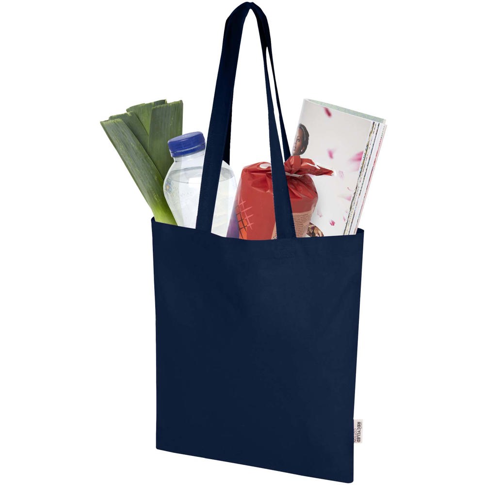 Madras Blend 140 g/m² Tragetasche aus GRS-recycelter Baumwolle 7L navy