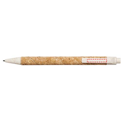 Stylo bille Midar en liège et paille de blé (encre noire) Naturel, Crème