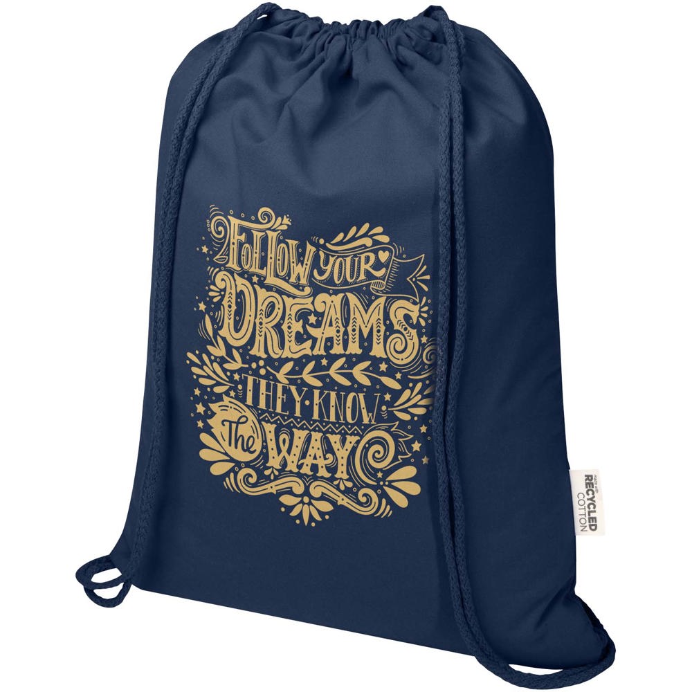 Sac de 5 L avec cordon Oregon Blend en coton recyclé 140 g/m² certifié GRS Marine
