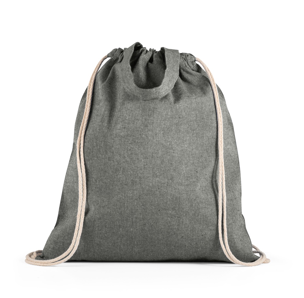 RISSANI Tragetasche/Turnbeutel (2in1) aus recycelter Baumwolle (70%) und polyester (30% rPET) (140 g/m²) Schwarz