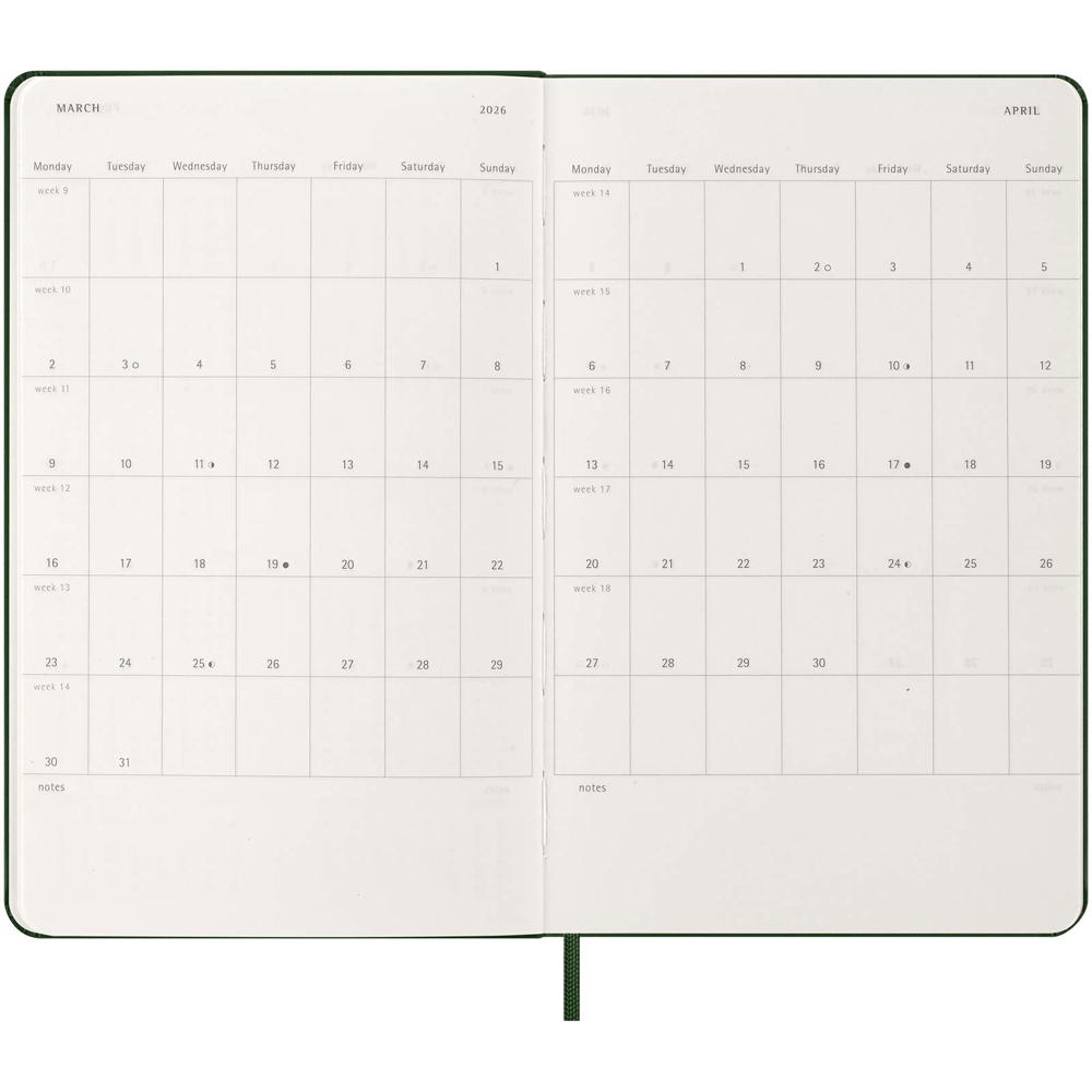 Agenda L hebdomadaire 12 mois Moleskine à couverture rigide Vert myrte