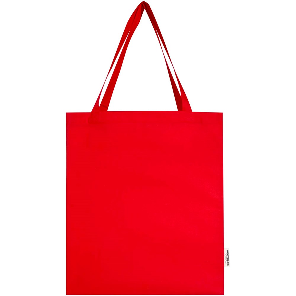 Madras 140 g/m² Baumwoll Tragetasche mit Seitenfalten aus GRS recycelter Baumwolle rot