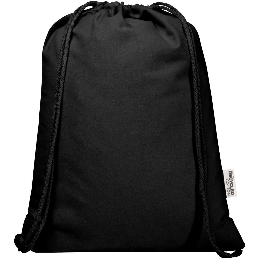 Sac de 5 L avec cordon Oregon Blend en coton recyclé 140 g/m² certifié GRS Noir