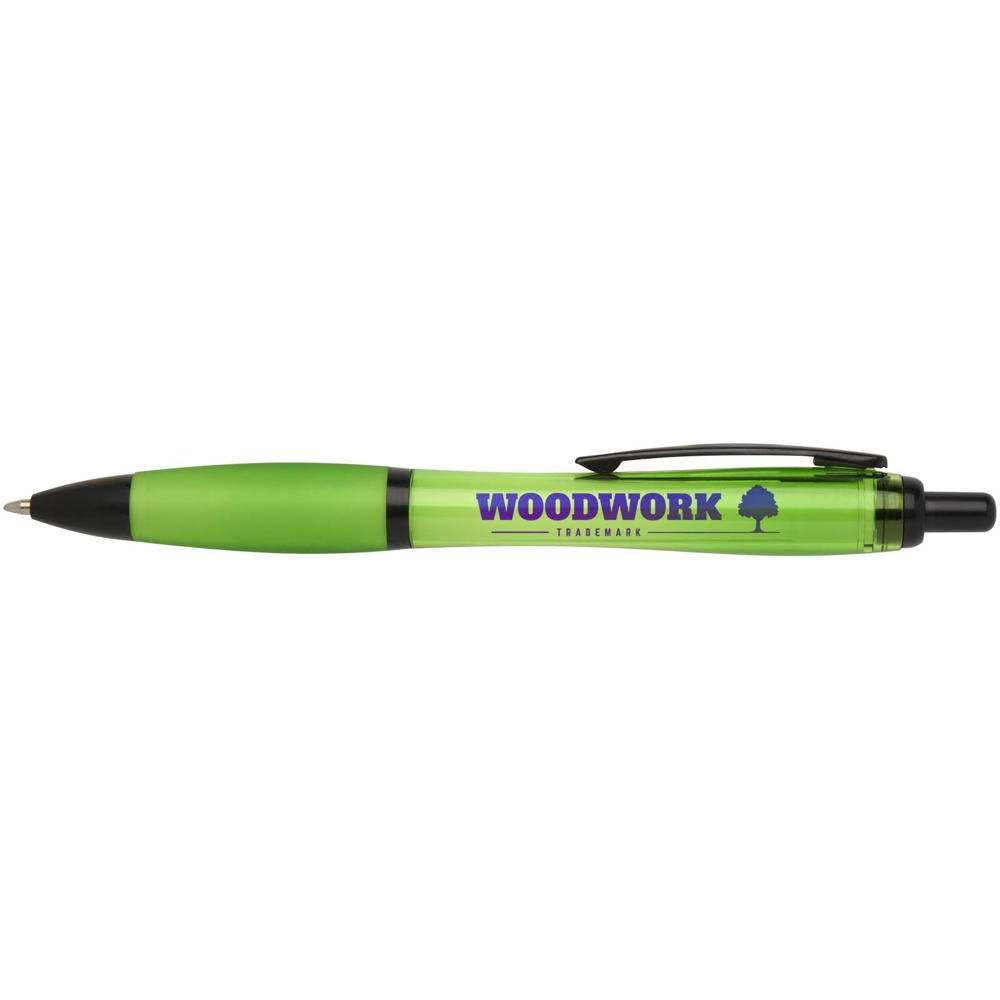 Stylo bille Nash en plastique recyclé avec garnitures noires (encre noire) Citron vert