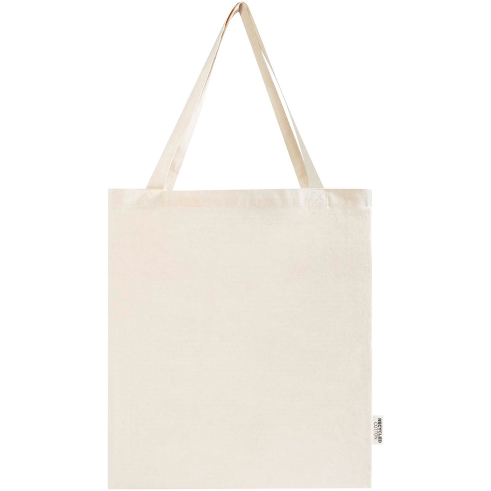 Madras 140 g/m² Baumwoll Tragetasche mit Seitenfalten aus GRS recycelter Baumwolle natur