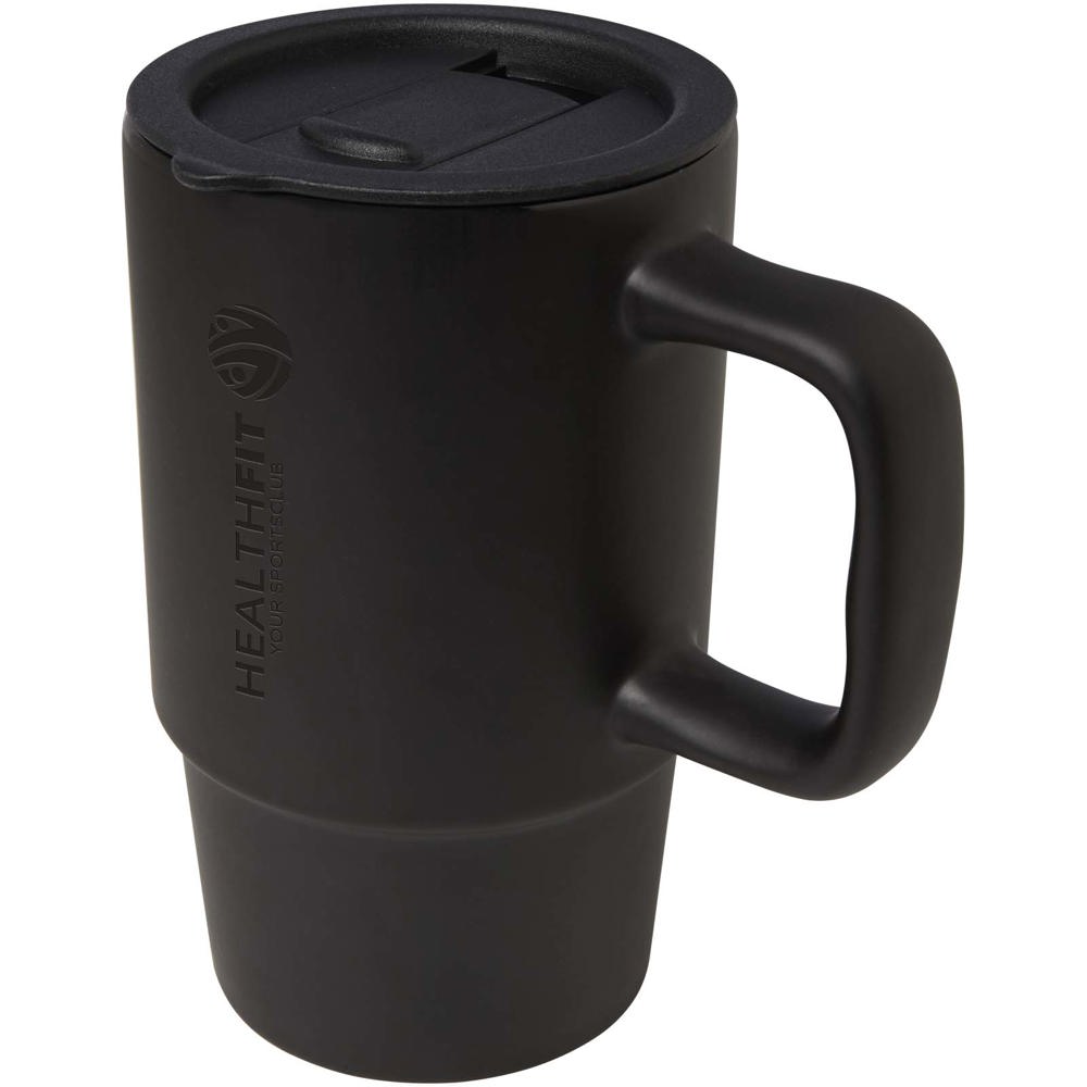 Mug Carter en céramique de 450 ml avec couvercle en plastique Noir
