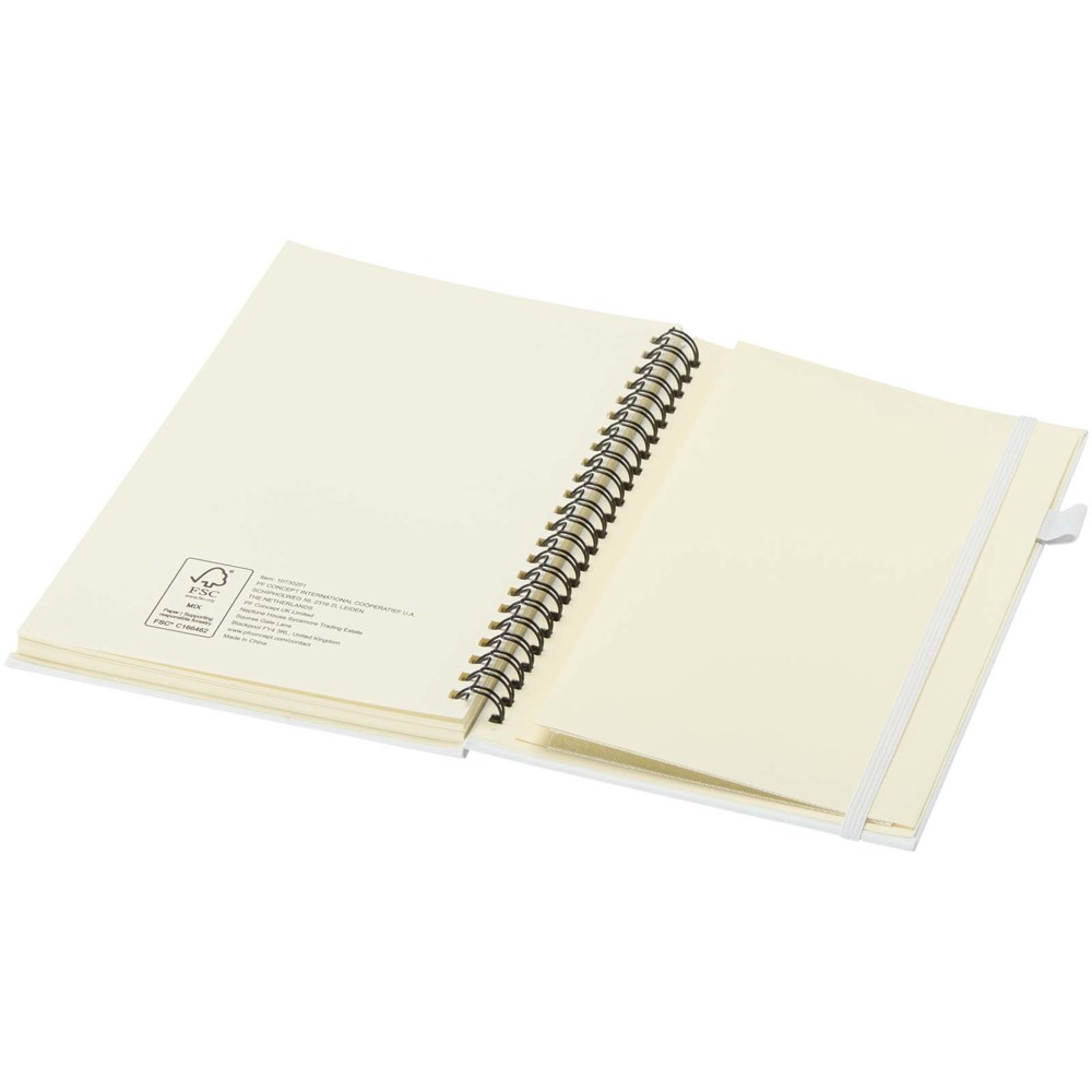 Cahier à spirales Liss A5 à couverture rigide en plastique recyclé blanc