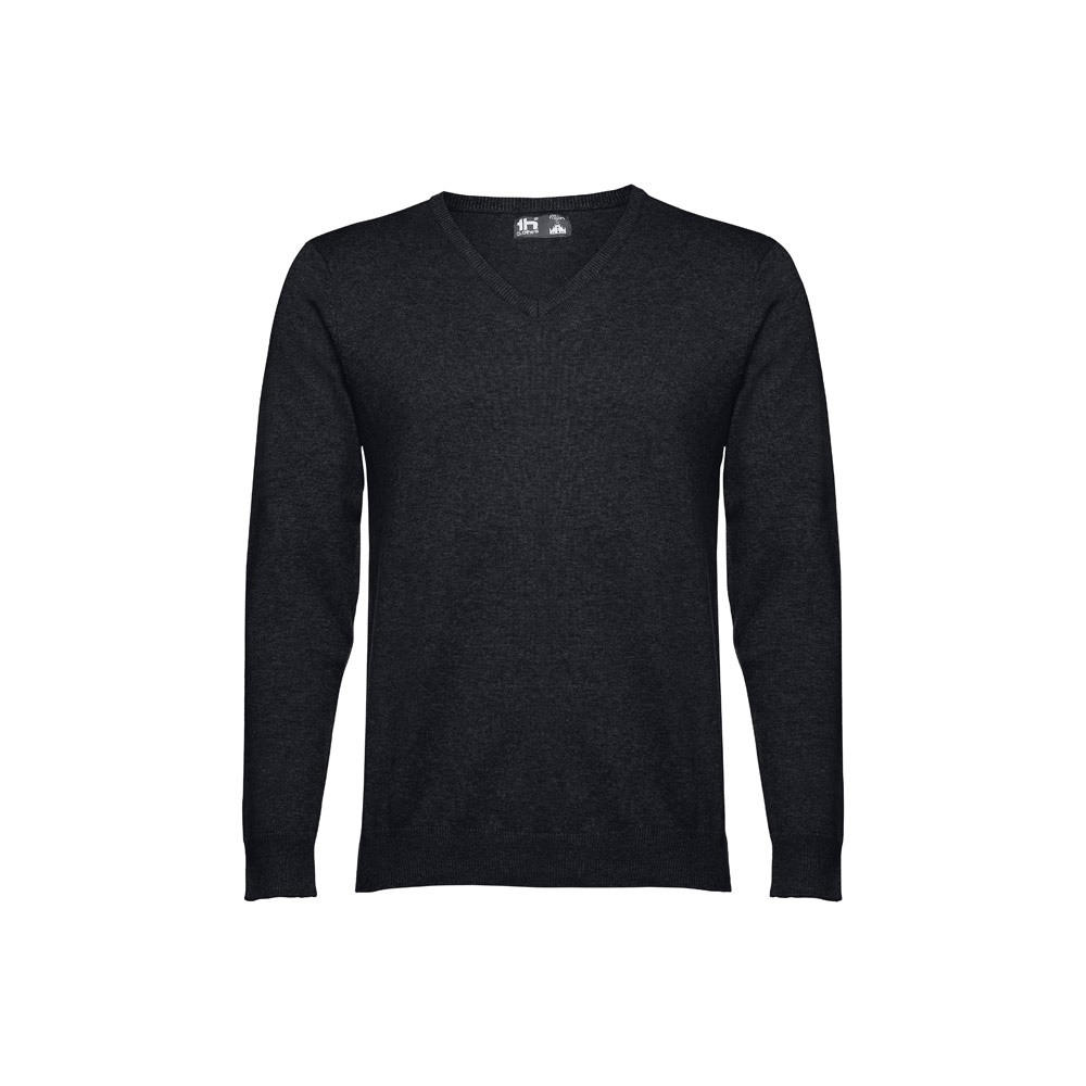 THC MILAN. Herren-Pullover mit V-Ausschnitt aus Baumwolle und Polyamid