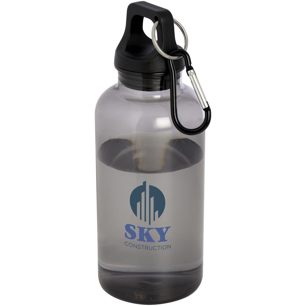 Bouteille d'eau Oregon de 400 ml en plastique recyclé avec mousqueton Noir