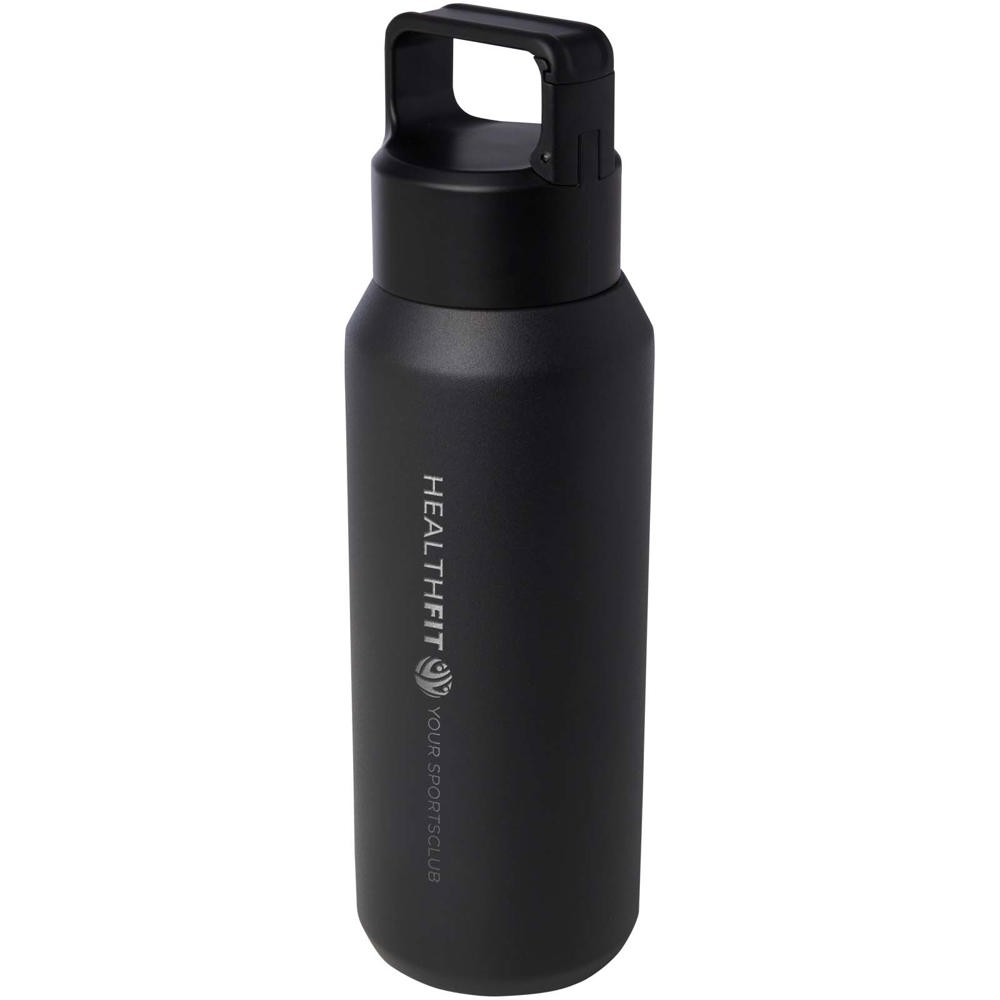 Astra 600 ml RCS-zertifizierte Kupfer-Vakuum Isolierflasche aus recyceltem Edelstahl (Kohlensäure geeignet) schwarz