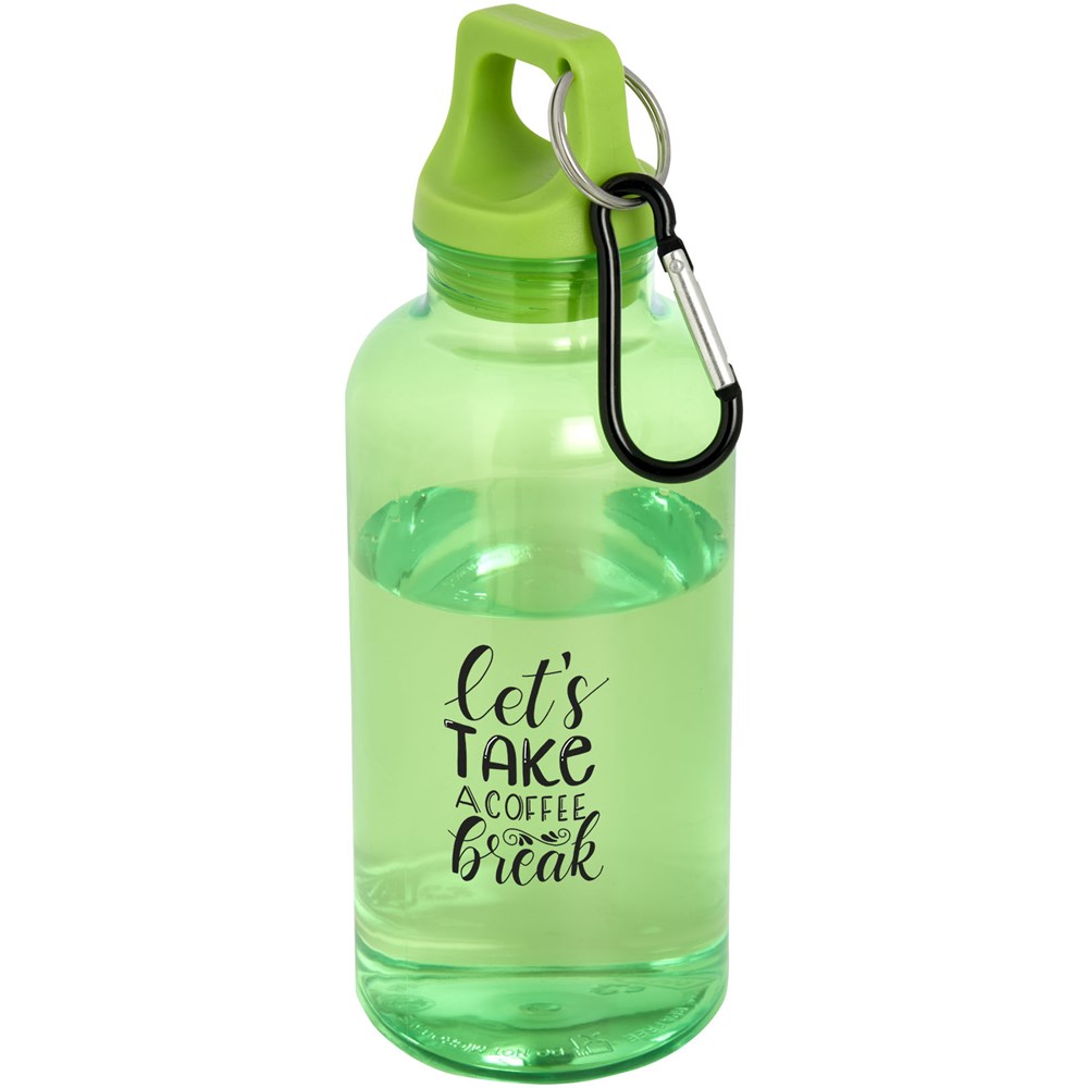 Bouteille d'eau Oregon de 400 ml en plastique recyclé avec mousqueton Vert
