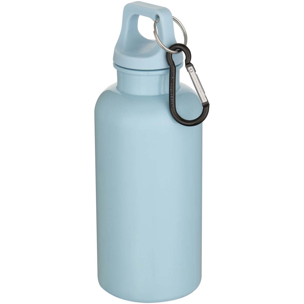 Bouteille d’eau Oregon de 400 ml en plastique recyclé uni certifié RCS avec mousqueton Bleu nuage