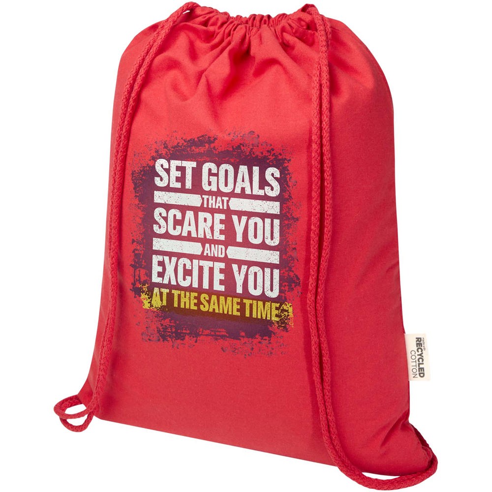 Sac Peru Blend de 5 L avec cordon en coton recyclé 180 g/m2 certifié GRS rouge