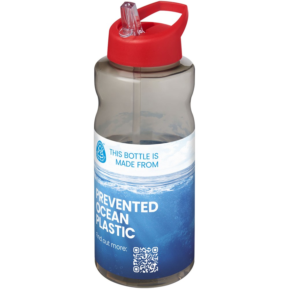 H2O Active® Eco Big Base 1L Sportflasche mit Ausgussdeckel kohle, rot