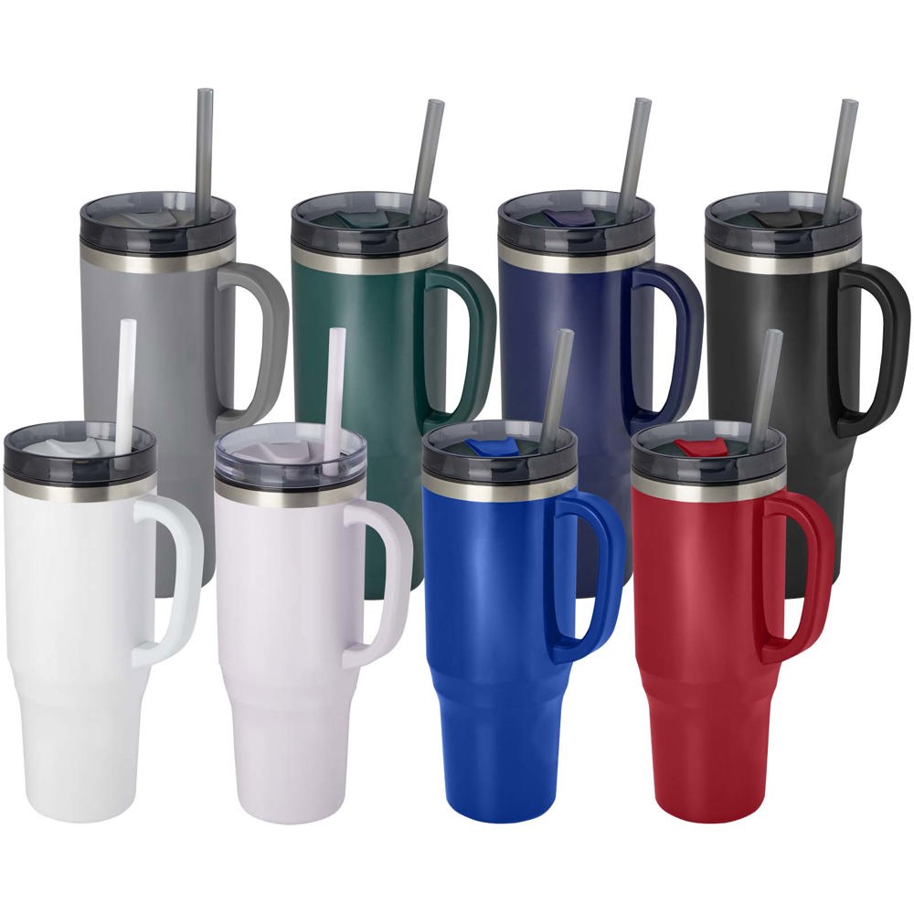 Mug isotherme Melbourne 1200 ml certifié RCS avec paille Bleu royal