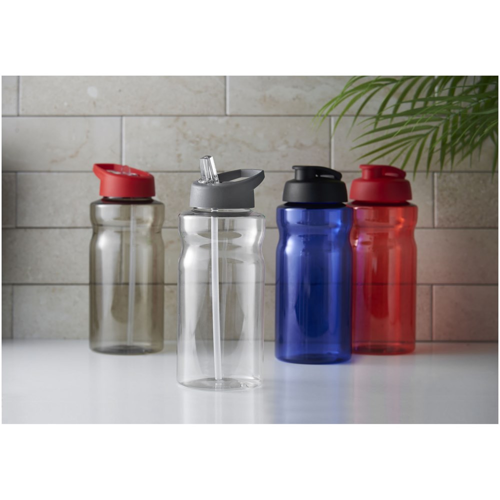 H2O Active® Eco Big Base 1L Sportflasche mit Ausgussdeckel kohle, rot