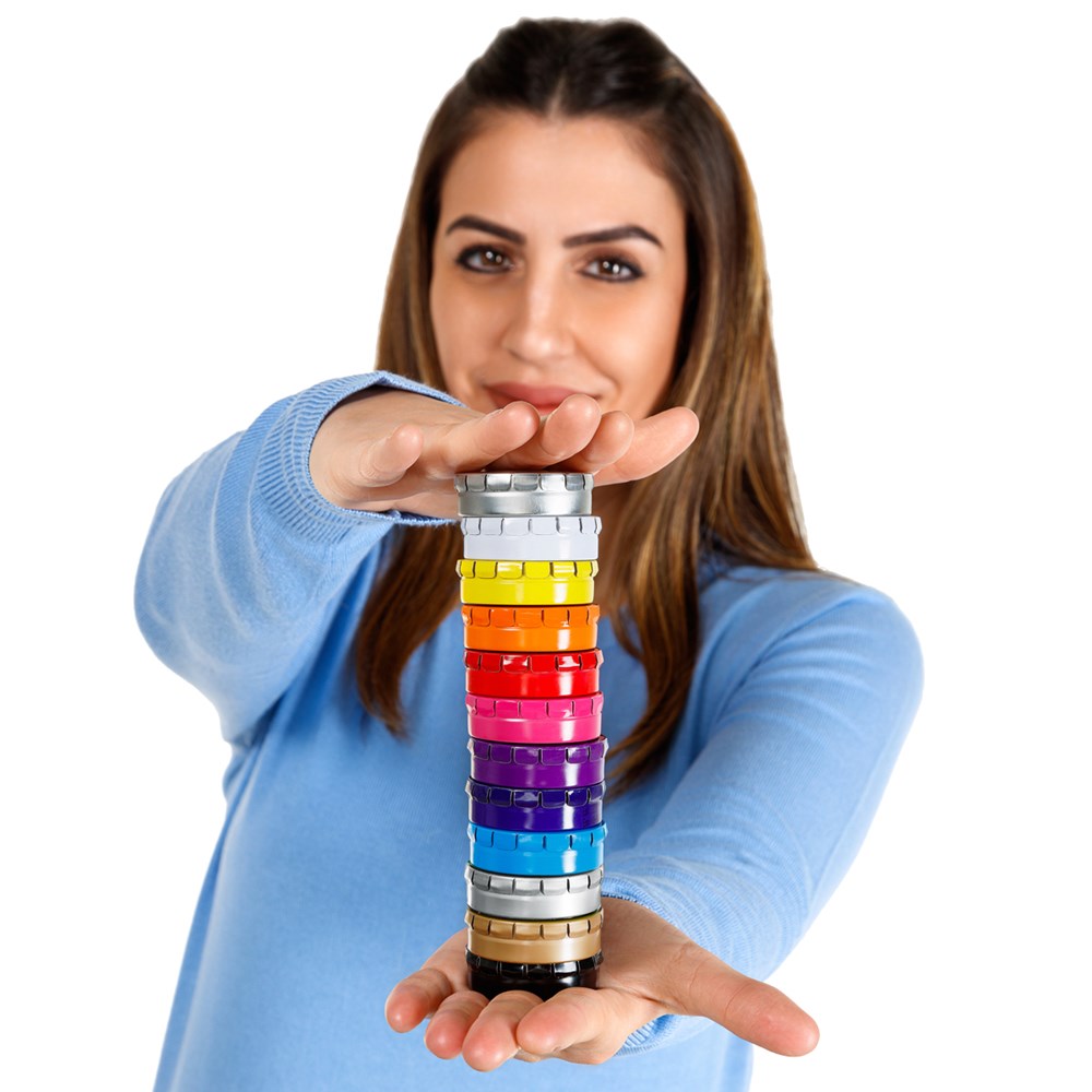 Clik-Clak-Dose mit Fotodruck – perfekter Werbeartikel für personalisierte Werbung. ✓Praktisch ✓Wiederverwendbar ✓ Vielseitig befüllbar! gelb