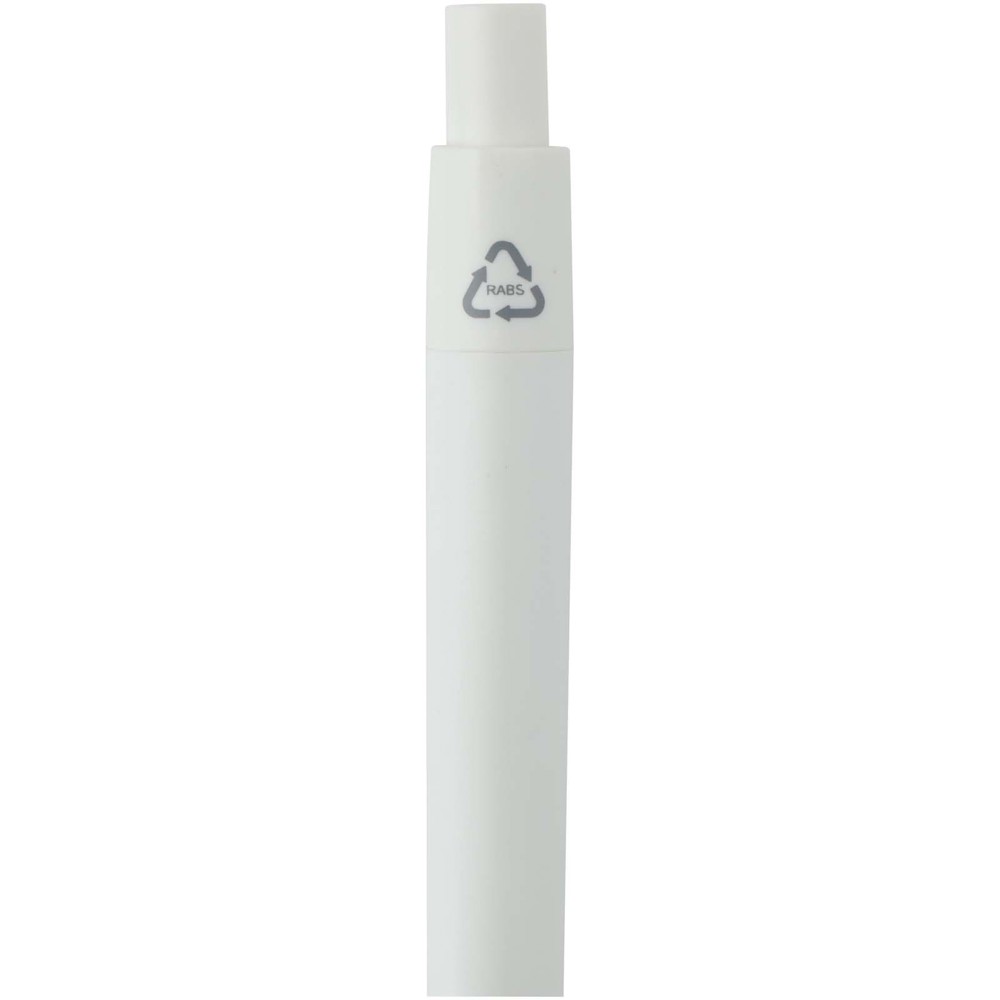 Mini-stylo à bille Ramin en plastique recyclé (encre bleue) blanc