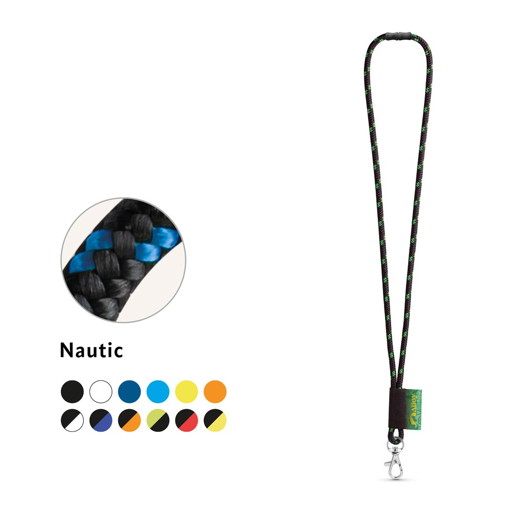 MANSFIELD SET Lanyard NAUTIC Long (Ø 7 mm) mit 9 mm Schnappkarabiner und Ø 7 mm Sicherheitsverschluss 300 - Schwarz