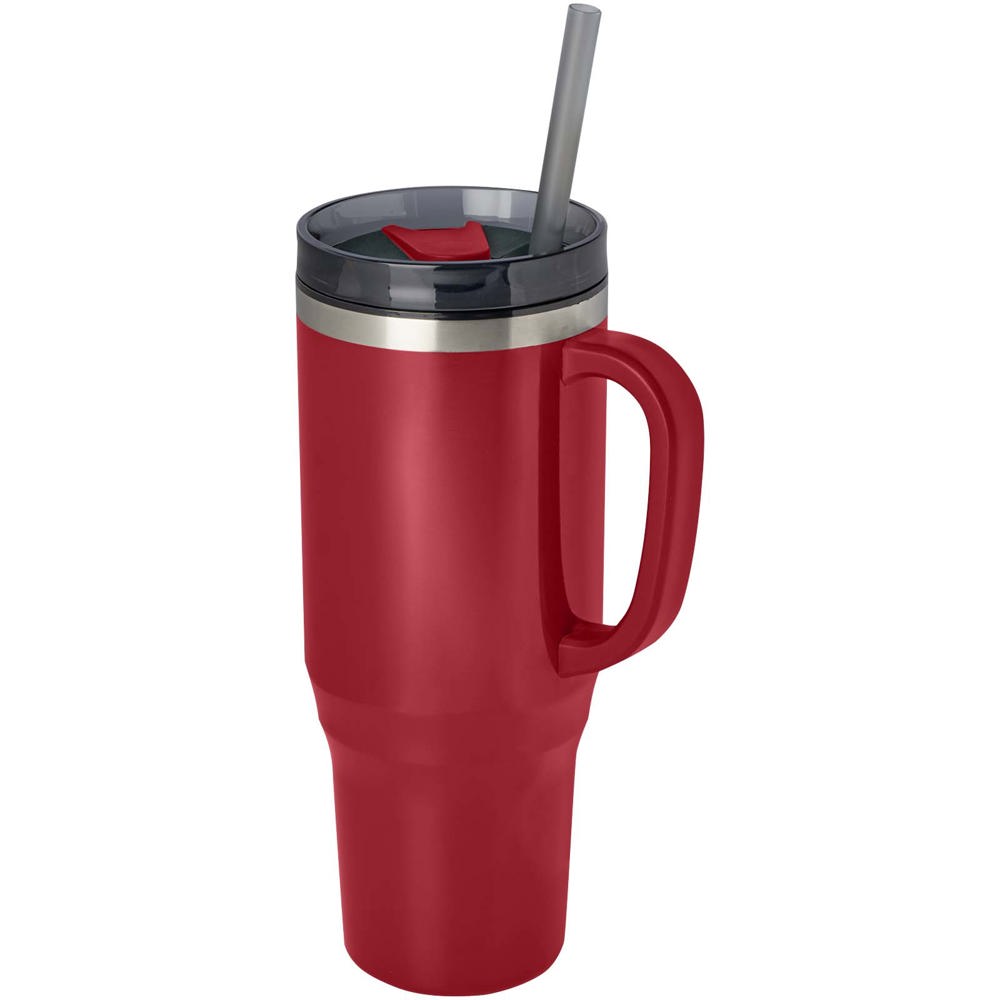 Mug isotherme Melbourne 1200 ml certifié RCS avec paille Rouge
