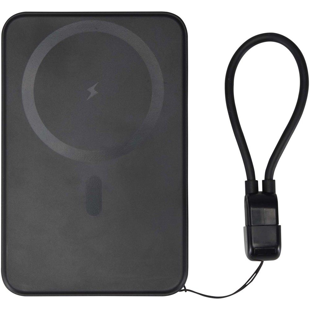 Batterie externe magnétique SMART de 5 000 mAh en plastique recyclé avec cordon